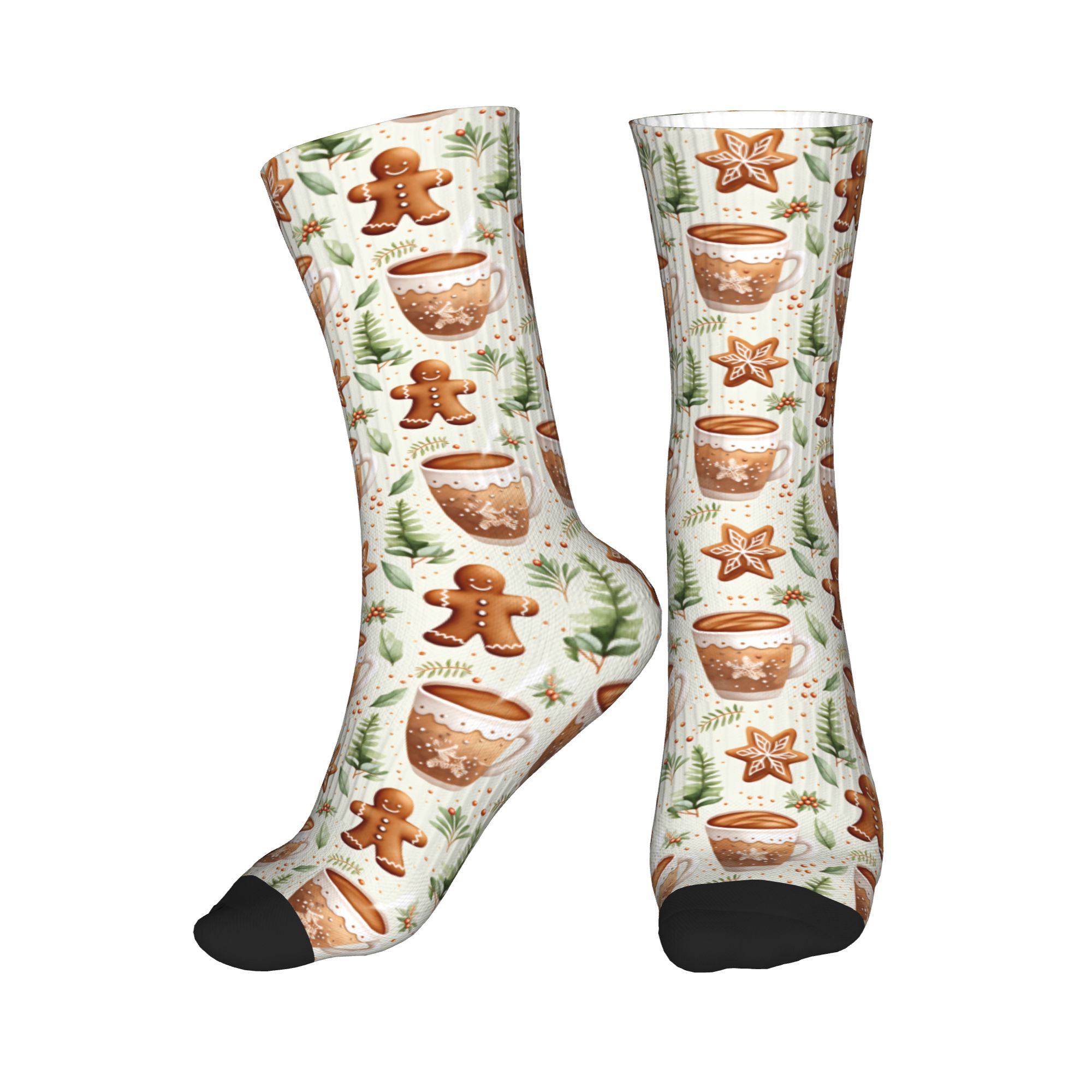 Dress Sock Men - Kerst Gingerbread Man Hot Cocoa Patroon