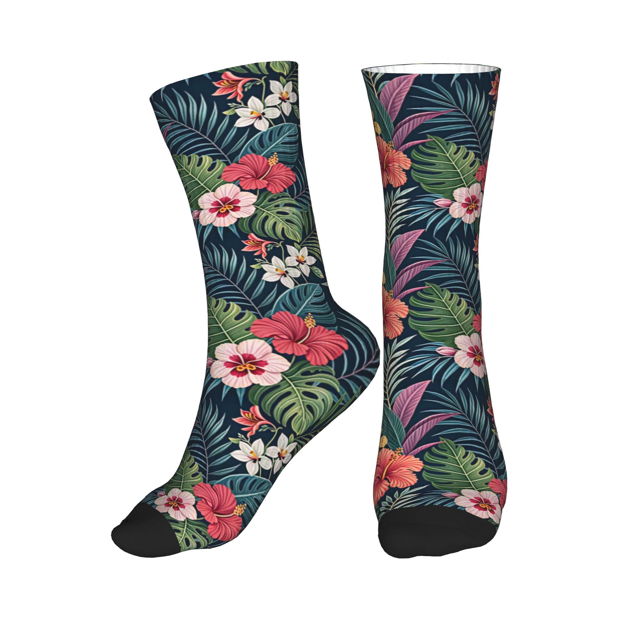 Dress Sock Men - Leuke Hawaiiaanse Hibiscus Plumeria tropische bloemenprint